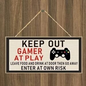 New funny video gamer wooden sign kids gift Christmas